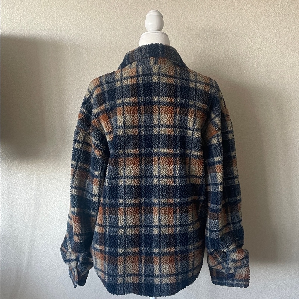 J.O.A. Plaid Sherpa Teddy Jacket | Cozy Faux Fur Lined Shacket | Size S - Picture 6 of 9